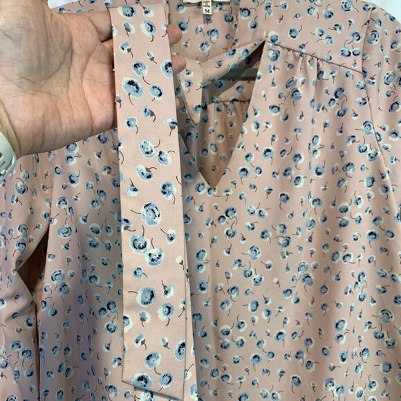 Monteau Floral Print Pink Tie Front Blouse - Picture 3 of 8